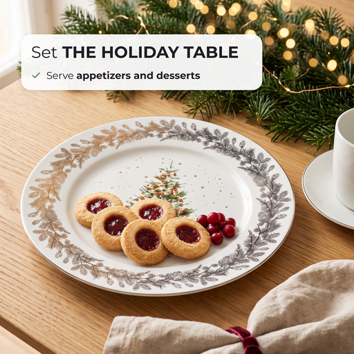 Plate Christmas,27cm, New Bone China, Christmas Holiday Season Collection Dinnerware