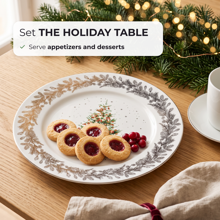 Plate Christmas,27cm, New Bone China, Christmas Holiday Season Collection Dinnerware