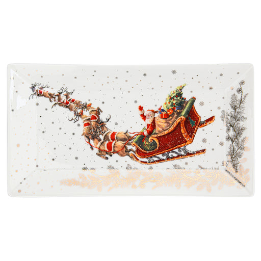 Rectangular Plate Christmas, 25.5cm New Bone China, Christmas Holiday Season Collection Dinnerware