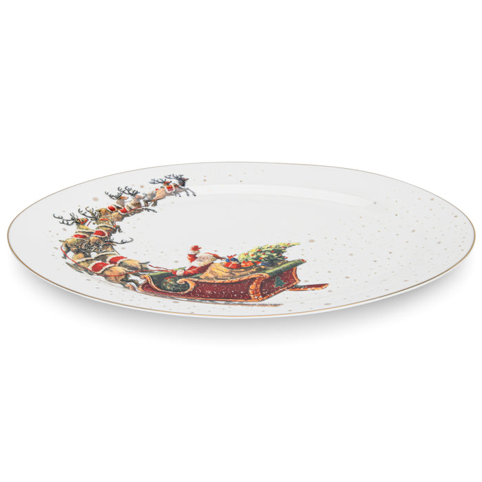 Oval Dinner Plate 35cm,New Bone China Christmas Holiday Season Collection Dinnerware