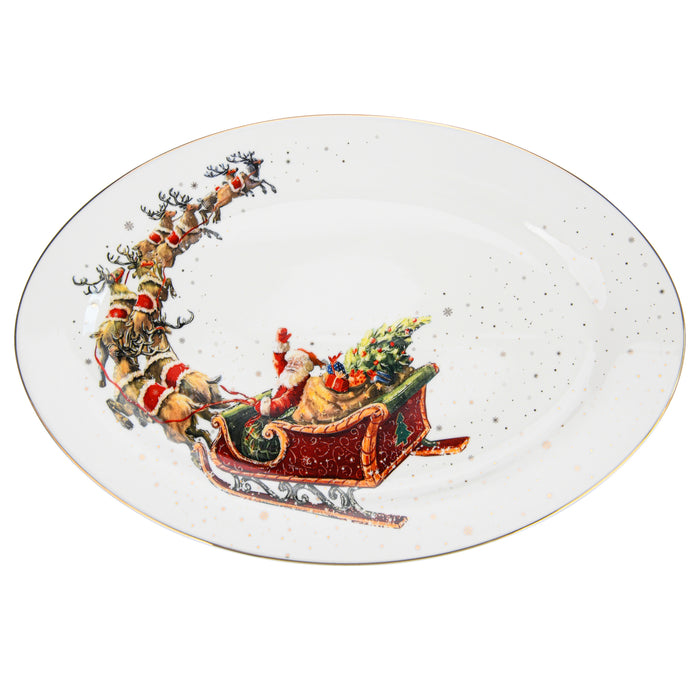 Oval Dinner Plate 35cm,New Bone China Christmas Holiday Season Collection Dinnerware