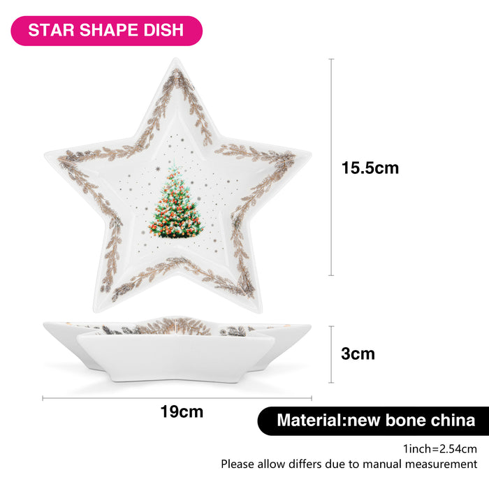 Star Shape Dish Christmas, 19cm Christmas-Themed Design Polygon Platter Dish