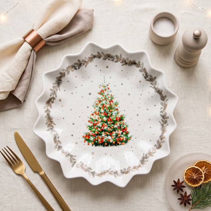 Polygon Serving Dish 24cm, Christmas-Themed Design Polygon Platter Dish