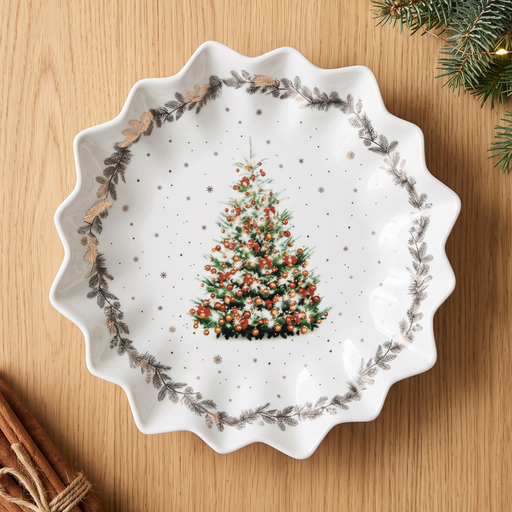 Polygon Serving Dish 24cm, Christmas-Themed Design Polygon Platter Dish