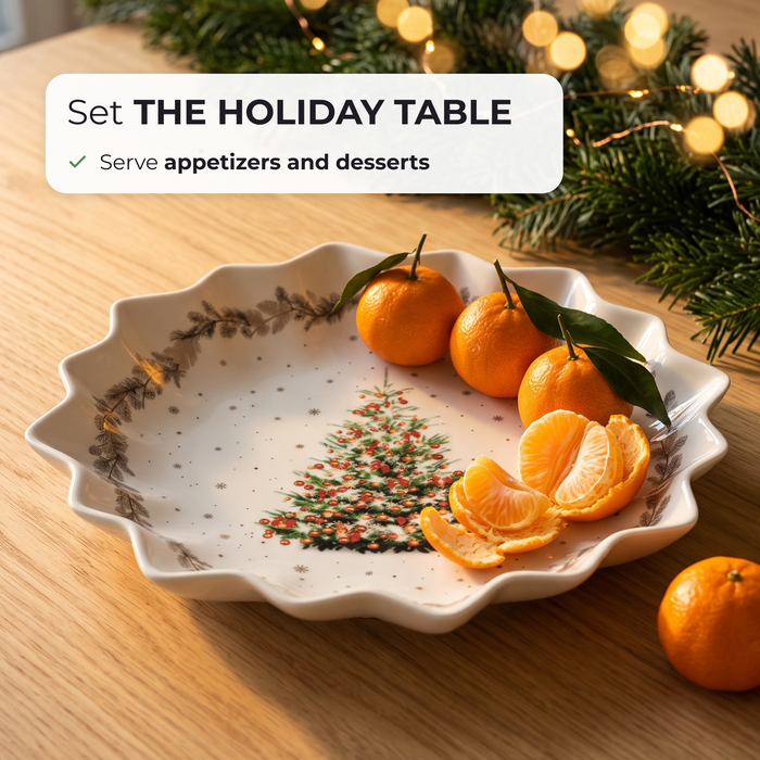 Polygon Serving Dish 24cm, Christmas-Themed Design Polygon Platter Dish