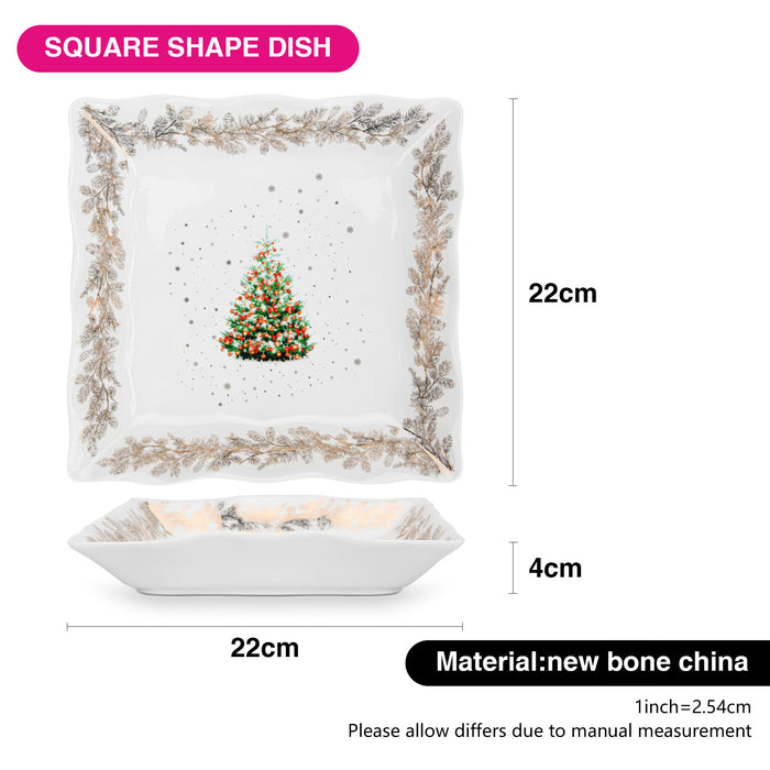 Square Shape Dish 22cm, Christmas-Themed Ceramic New Bone China Coffee Mug