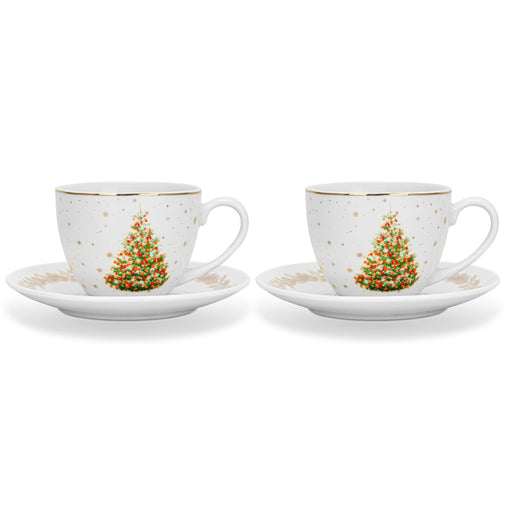 2-Piece Cup And Saucer 260ml, Christmas-Themed Ceramic New Bone China Coffee Mug