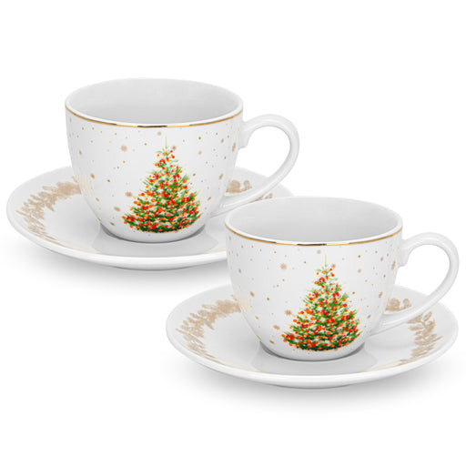 2-Piece Cup And Saucer 260ml, Christmas-Themed Ceramic New Bone China Coffee Mug