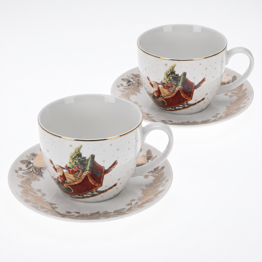 2-Piece Tea Cup and Saucer 400mL, Ceramic New Bone China