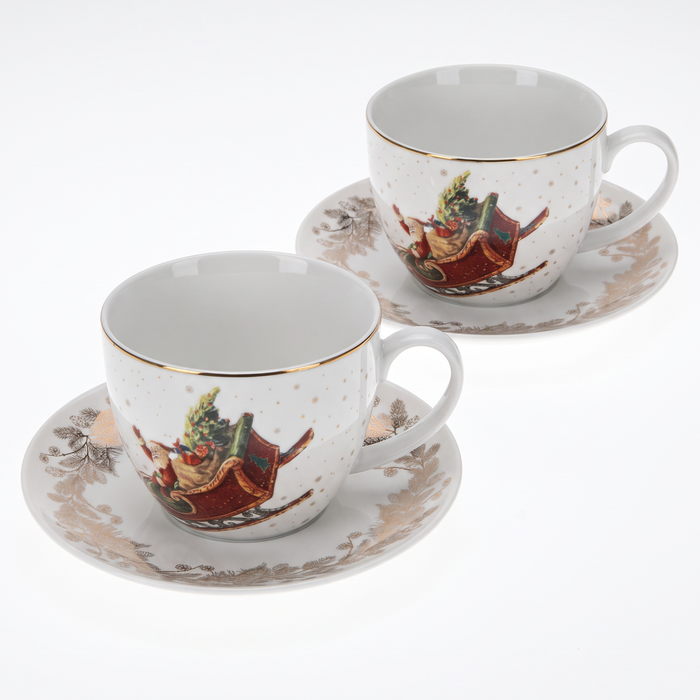 2-Piece Tea Cup and Saucer 400mL, Ceramic New Bone China