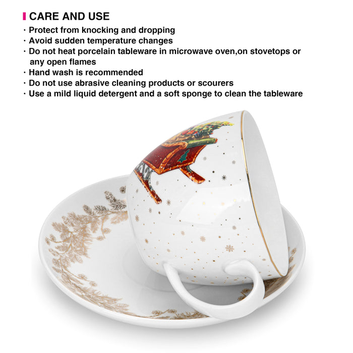 2-Piece Tea Cup and Saucer 400mL, Ceramic New Bone China