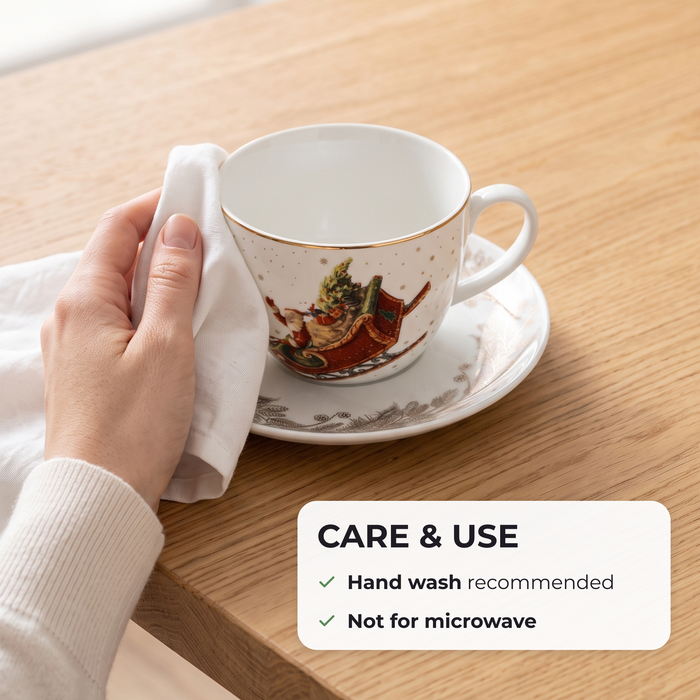2-Piece Tea Cup and Saucer 400mL, Ceramic New Bone China