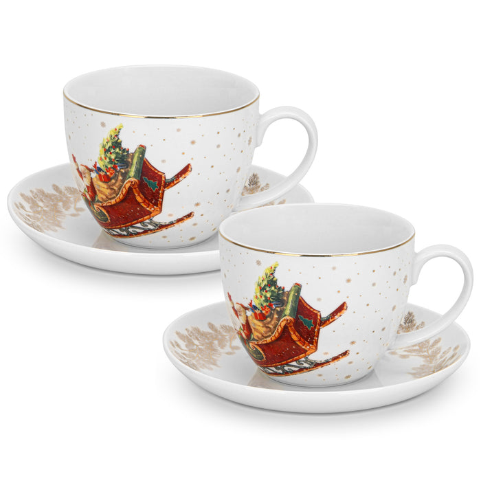 2-Piece Tea Cup and Saucer 400mL, Ceramic New Bone China