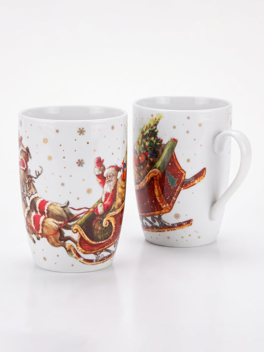 2-Piece Coffee Mug 360mL, Christmas-Themed Ceramic New Bone China Coffee Mug