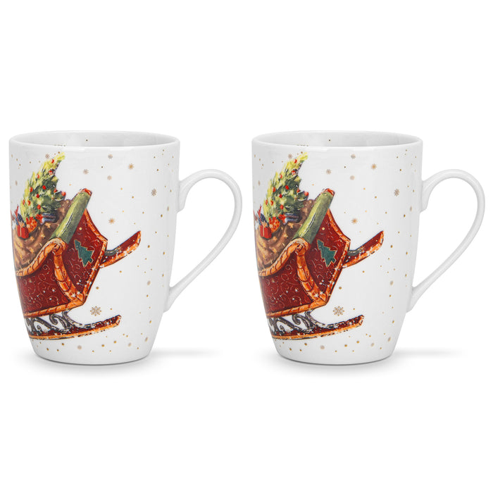 2-Piece Coffee Mug 360mL, Christmas-Themed Ceramic New Bone China Coffee Mug