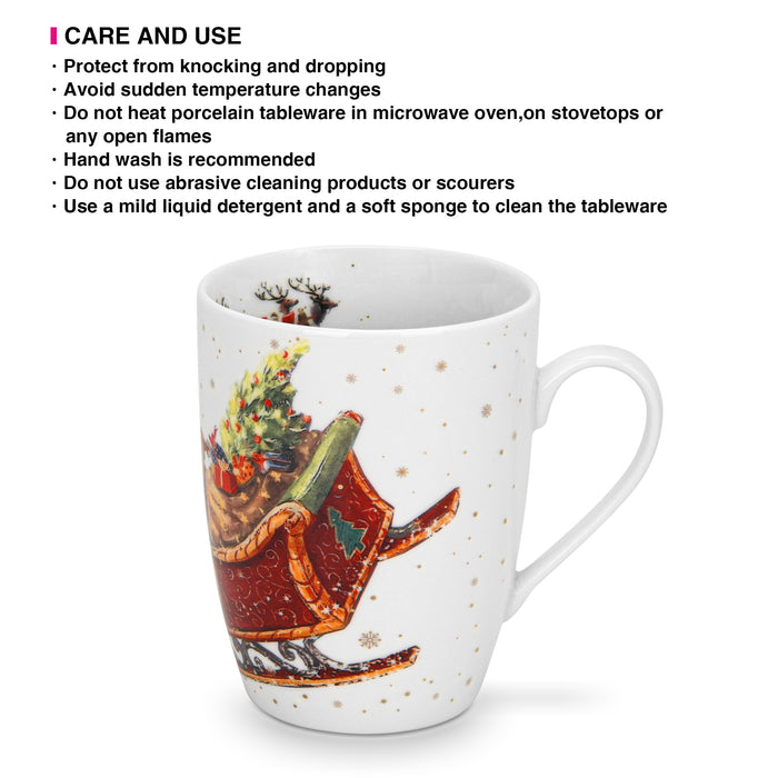 2-Piece Coffee Mug 360mL, Christmas-Themed Ceramic New Bone China Coffee Mug