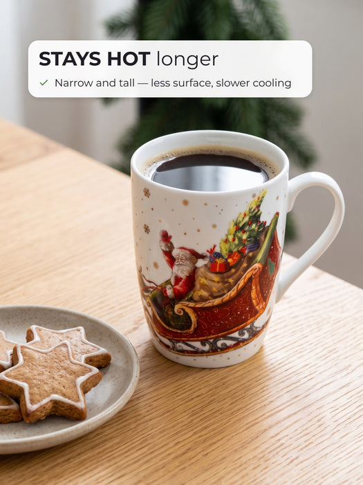 2-Piece Coffee Mug 360mL, Christmas-Themed Ceramic New Bone China Coffee Mug