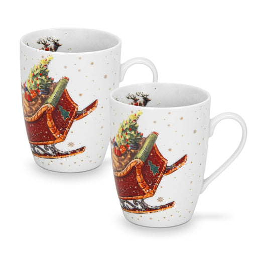 2-Piece Coffee Mug 360mL, Christmas-Themed Ceramic New Bone China Coffee Mug