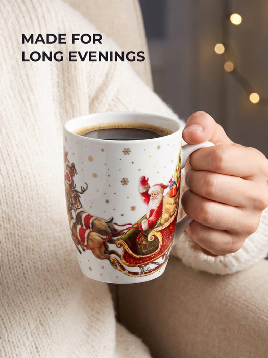2-Piece Coffee Mug 360mL, Christmas-Themed Ceramic New Bone China Coffee Mug