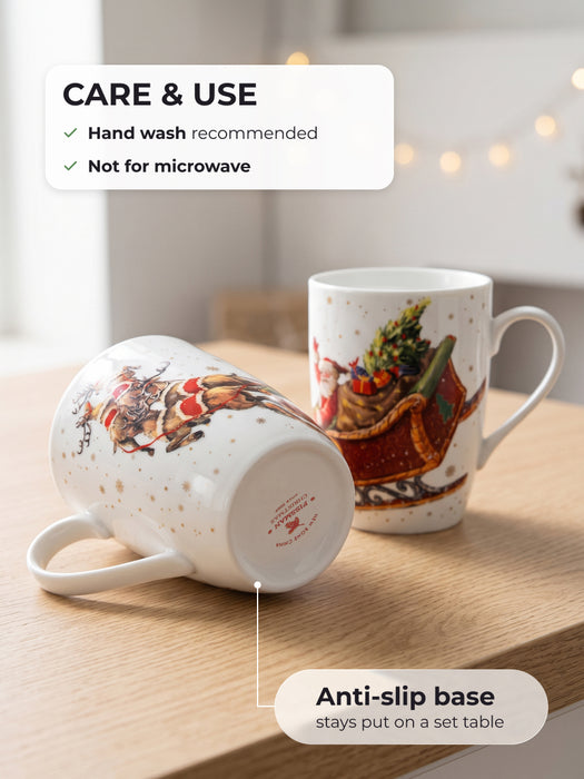2-Piece Coffee Mug 360mL, Christmas-Themed Ceramic New Bone China Coffee Mug