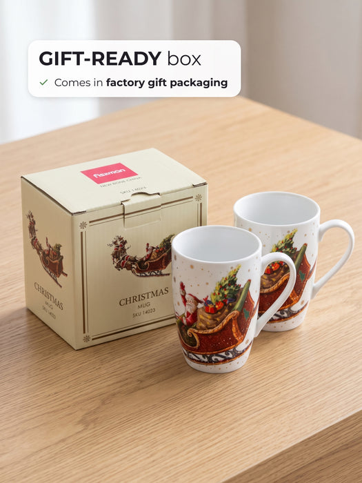 2-Piece Coffee Mug 360mL, Christmas-Themed Ceramic New Bone China Coffee Mug