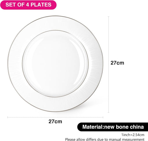 4-Piece Plates Nice Series 27cm New Bone China