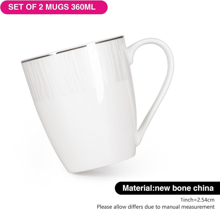 2-Piece Coffee Mugs 360ml, Ceramic Cups with Handle Nice Series