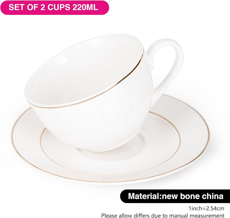 2-Piece Cups Nice 220ml With Saucers New Bone China Nice Series