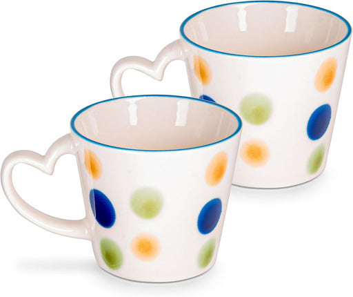 2-Piece Mug with Heart Handle Porcelain with Elegant And Minimalist Design 370ml