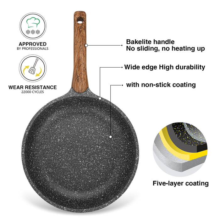 Frying Pan 26cm SPACE STONE Non Stick Coating Aluminum with Induction Bottom