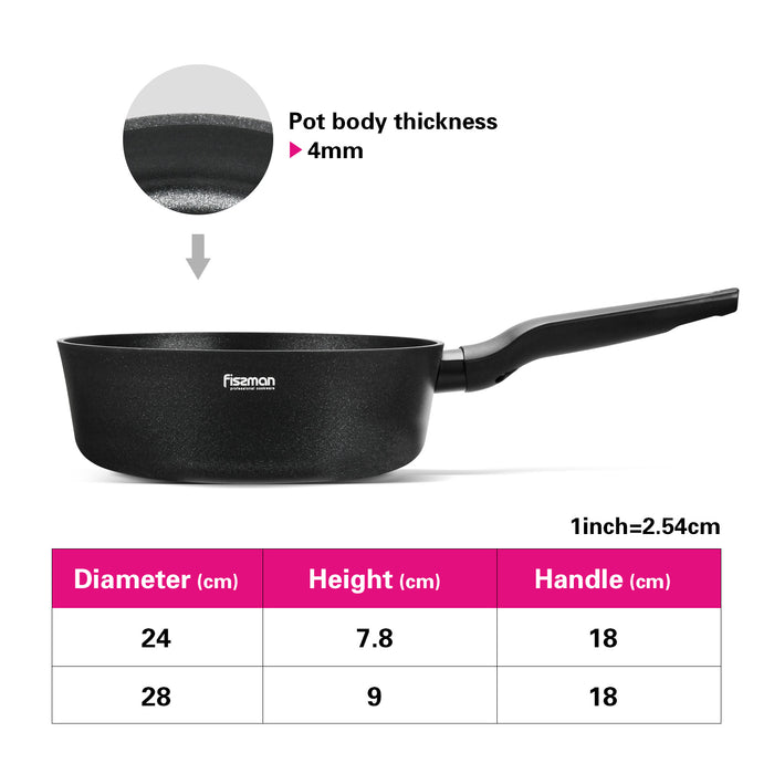 Deep Frying Pan 24cm LILOU with Double Screw Handle