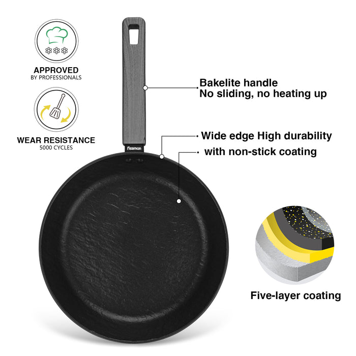 Frying Pan Vela Rock 28cm With Induction Bottom Aluminum With Non-Stick Coating