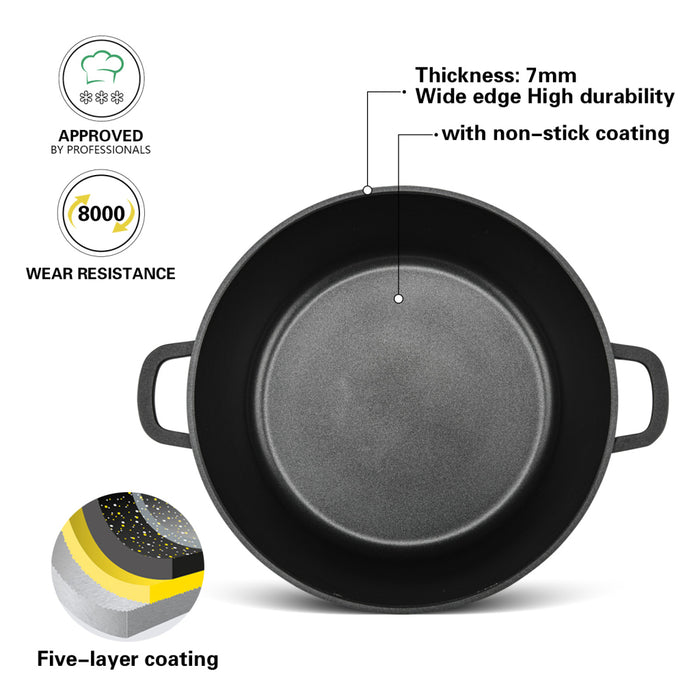 Stockpot  Aluminium With Non-Stick Coating GRETA 28x12.5cm/6.5L with Glass Lid