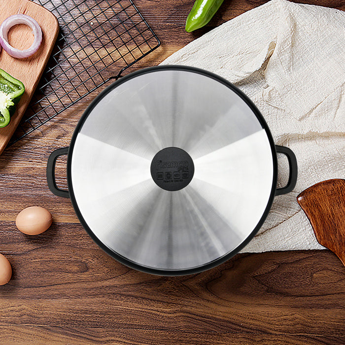 Stockpot  Aluminium With Non-Stick Coating GRETA 28x12.5cm/6.5L with Glass Lid