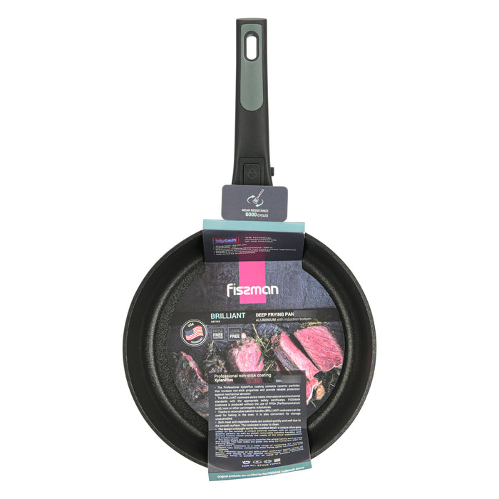 Deep Frying Pan 28x7.5cm With Detachable Handle BRILLIANT with Aluminum and Non Stick Coating