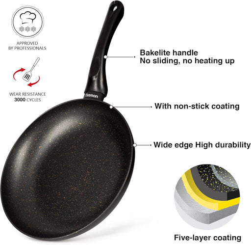 Fry Pan 24cm, Aluminum Touch Stone Non-Stick Coating Frying Pan Forder Series, Induction Bottom