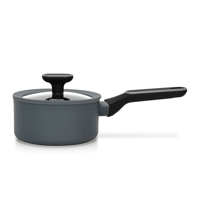 Saucepan 1.4L with Glass Lid, TouchStone Non-Stick Coating Aluminum Saucepan 16x7.9cm Laura Series