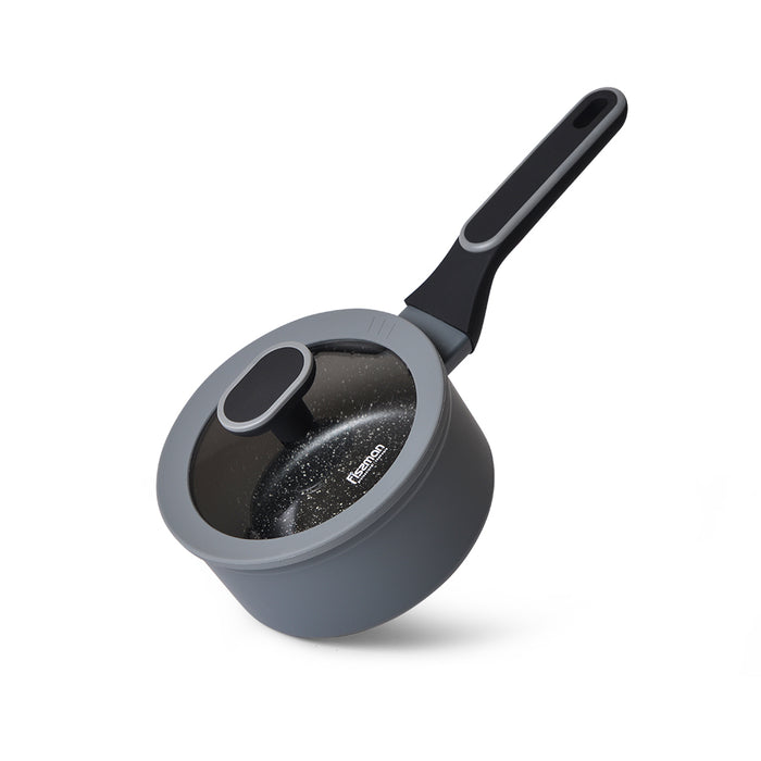 Saucepan 1.4L with Glass Lid, TouchStone Non-Stick Coating Aluminum Saucepan 16x7.9cm Laura Series