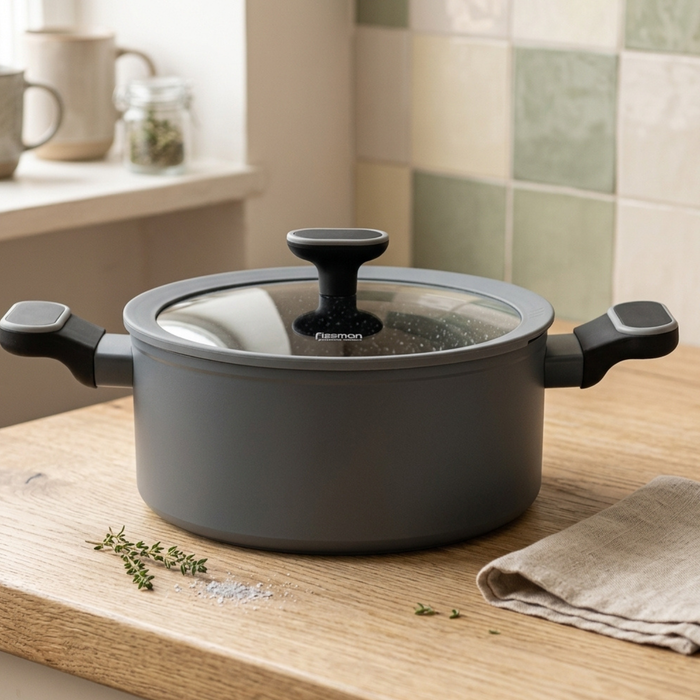 Stockpot 3LTR/20cm with Glass Lid, Aluminum with Induction Bottom