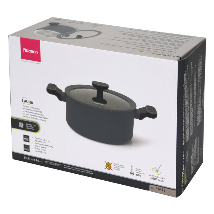 Stockpot 3LTR/20cm with Glass Lid, Aluminum with Induction Bottom