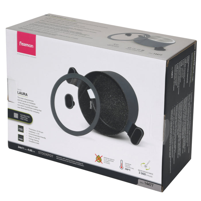 Stockpot 3LTR/20cm with Glass Lid, Aluminum with Induction Bottom