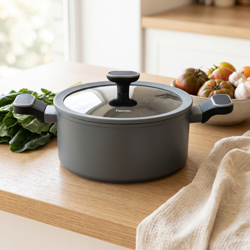 Stockpot 4.6L/24cm with Glass Lid, Aluminum with Induction Bottom