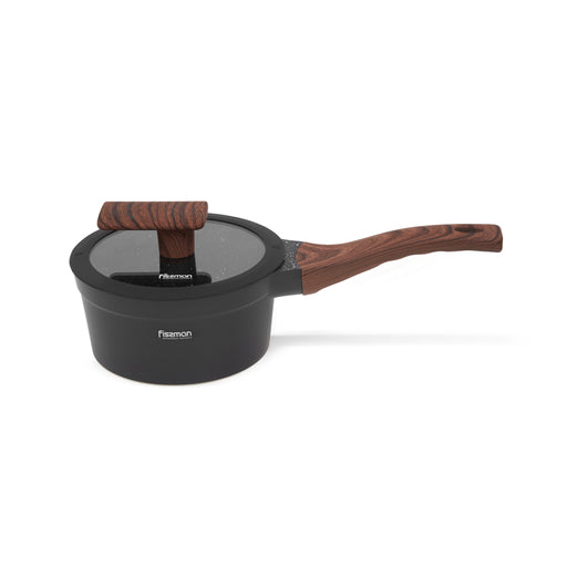 Saucepan 1.2L with Glass Lid, Non-Stick Marble Coating Aluminum Saucepan 16x8cm Filomena Series