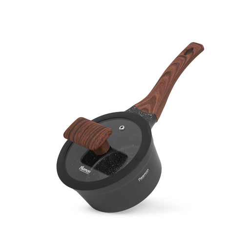 Saucepan 1.2L with Glass Lid, Non-Stick Marble Coating Aluminum Saucepan 16x8cm Filomena Series