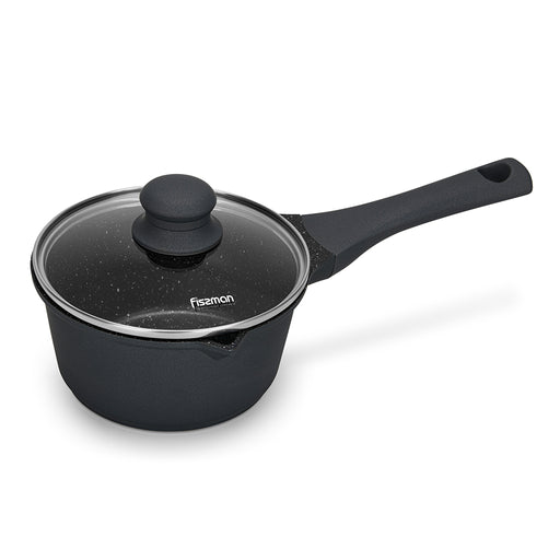 Saucepan FREDO 16cm/1.1 LTR with glass lid (Cast Aluminum with Non-stick Coating)