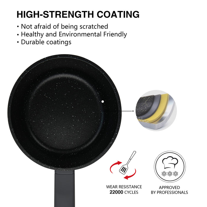 Saucepan Titanium Pro 16cm/1.4LTR With Glass Lid with Cast Aluminum and Non- Stick Coating