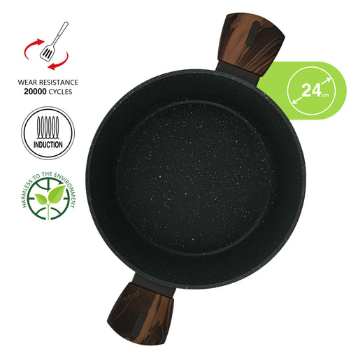 Stockpot Cuisine 24cm/4.6LTR With Glass Lid Aluminium With Non-Stick Coating