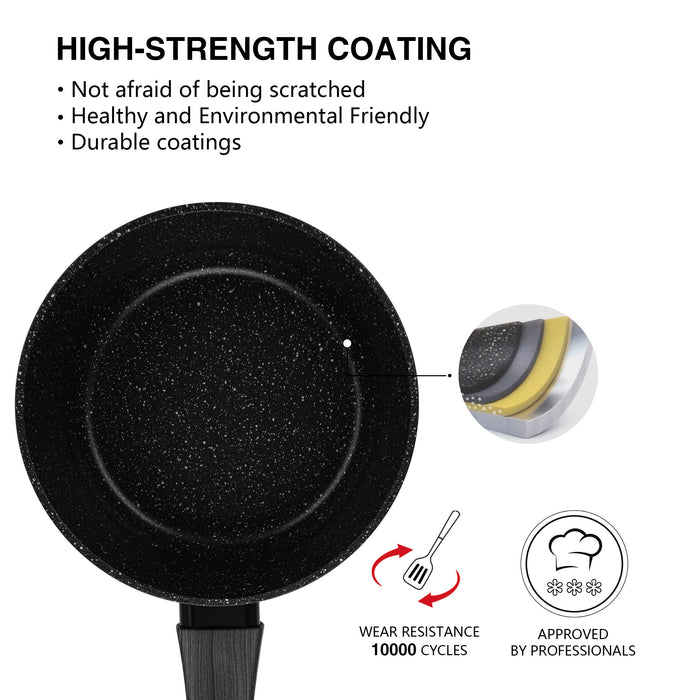 Sauce Pan Angela 16cm/1.39 LTR With Glass Lid Aluminium With Non-Stick Coating