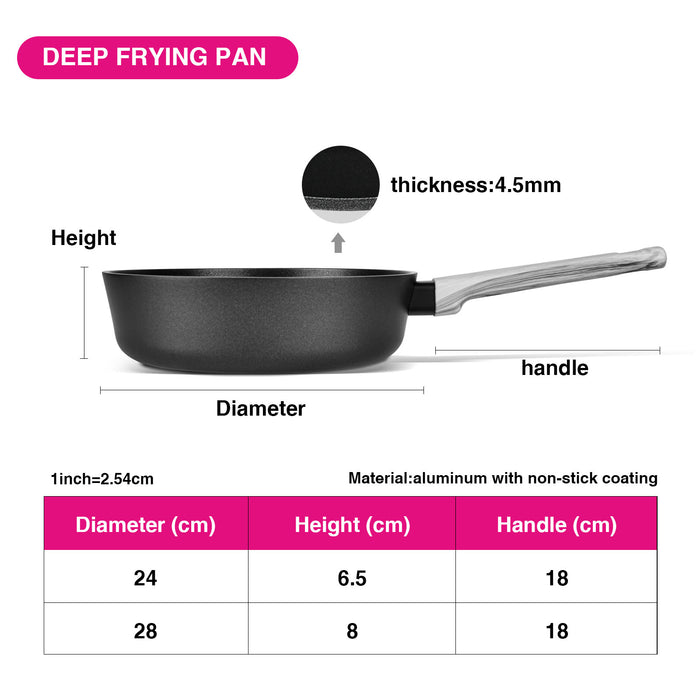 Deep Frying Pan 24cm with Double Screw Handle MIRA with Induction Bottom