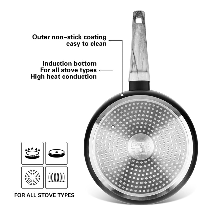 Deep Frying Pan 24cm with Double Screw Handle MIRA with Induction Bottom